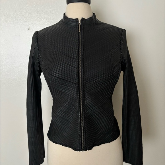 RARE Bebe Genuine Leather Perforated Gorgeous Jacket with some stretch - Picture 7 of 13